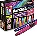 Hair Chalk 16 Colors with 6 Glitter Colors Temporary Hair Color Pens with Glitter and Creaseless Hair Ties