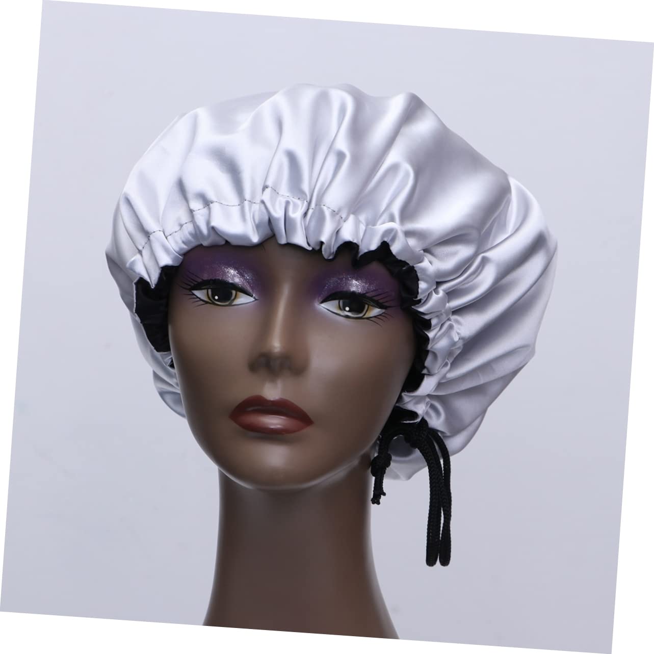 FRCOLOR 3pezzi Cuffietta Notte Doppio Per Donne Cappello Da Notte Raso Argento Per Dormire e Proteggere