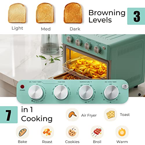 Simoe Air Fryer Toaster Oven, 7 In 1 Retro Toaster Oven, All In One Convection Oven Combo For Family Use, 19Qt, 5 Accessories & Recipe Book (Green) #TOP6