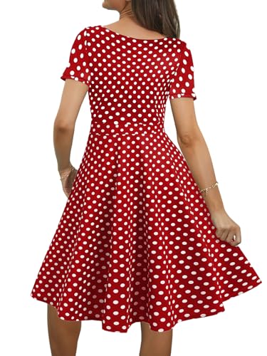 Image of Women's Elegant Vintage Dresses Knee Length Casual Floral Print Work Party Peter Pan Collar A-Line Dress with Pockets 978