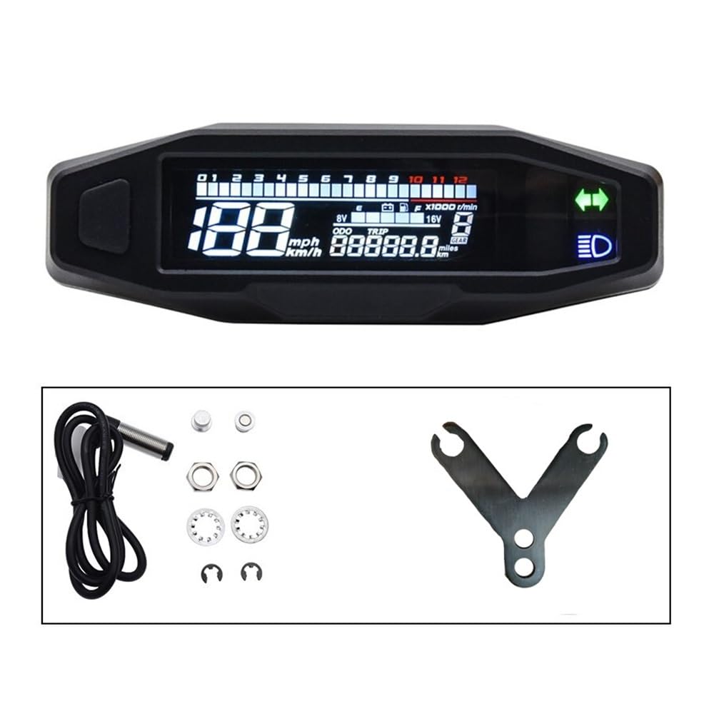 KNVBGG Speedometer Odometer Meter Universal Motorcycle Speedometer Tachometer Oil Gauge Screen Digital Meters Instrument Cluster Turn Signal Light Indicator