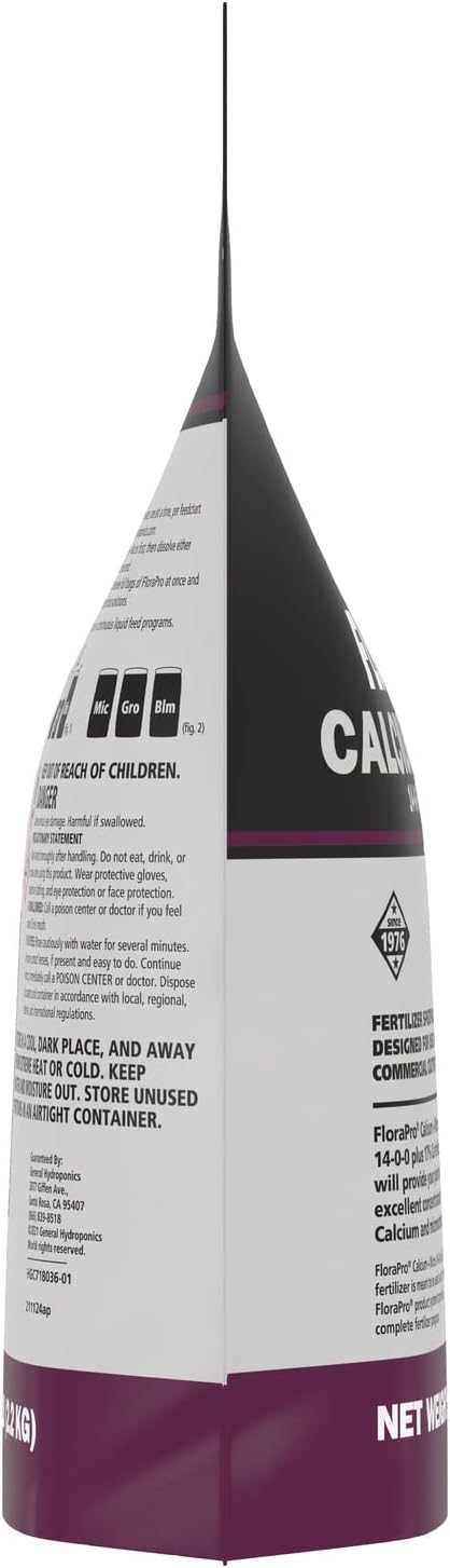 General Hydroponics FloraPro Calcium + Micros 14-0-0 Plus 17% Ca, Nutrient for Commercial Cultivation, 5 lbs.