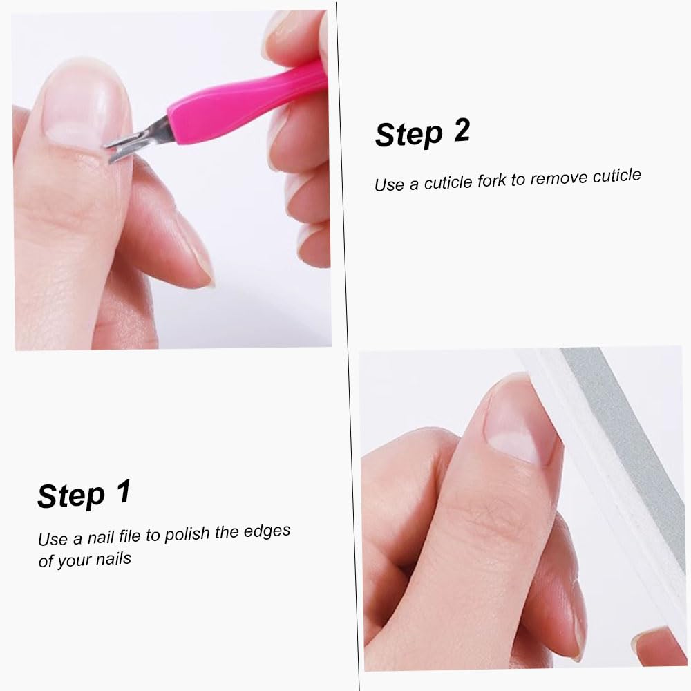 Widelec do skórek paznokci, 6 sztuk trymerów do skórek, stal nierdzewna, widelec do manicure dla kobiet