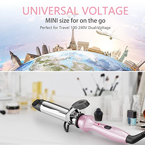 Dan Technology Travel Mini Curling Iron, Dual Voltage Curling Iron Up To 450°F For Short Hair,Nano - Titanium Barrels & 30S Ptc Fast Heating #TOP3