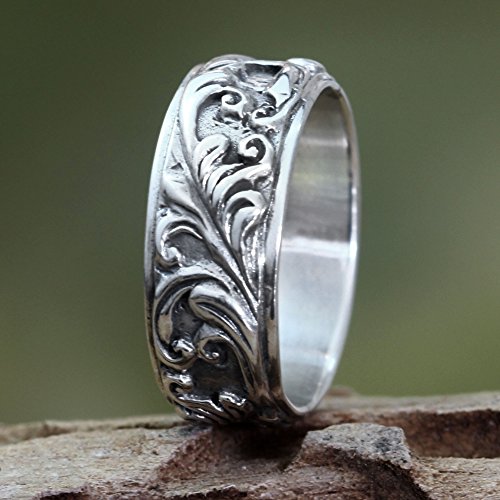 Novica .925 Sterling Silver Leaf And Tree Band Ring, Flourishing Foliage' #TOP1