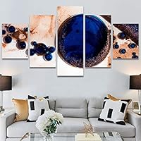 SIGNWIN 5 Panel Canvas Wall Art Abstract Brushstroke Closeup Digital Art Modern Artwork for Home Decorations Ready to Hang - 60