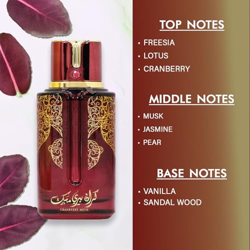 Image of Arabiyat Cranberry Musk EDP 100 ml - Fresh Unisex Fruity Floral Perfume with Cranberry, Jasmine & Vanilla, Long‑Lasting Natural Spray Vaporisateur