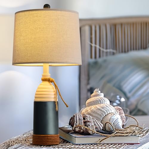 OYEARS 23.75" Table Lamp for Bedroom, Bedside Table Lamp for Living Room, Farmhouse Lamp for Nightstand, Modern Coastal Nautical Lamp Decor, Ocean Beach Style, Navy Blue - Image 3