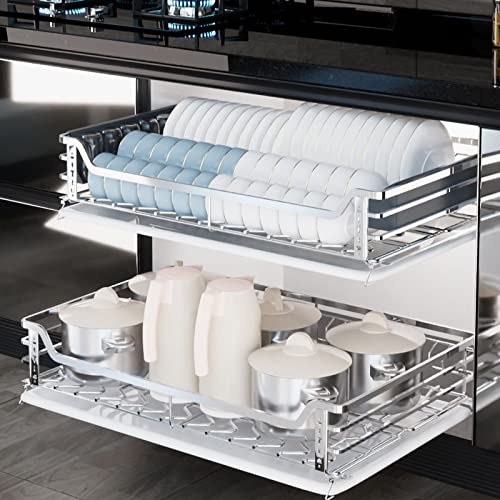 Tiroir coulissant en fil métallique taille 70 pour armoire et placard en acier argenté
