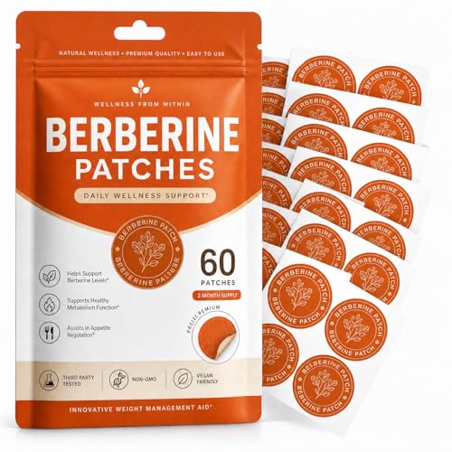 NFGTJYUI Berberine Transdermal Patches 60 Pack - Vegan Appetite Support Stickers with Botanical Blend (Pomegranate Cinnamon L-Glutamine) - Multiple Body Parts for Men & Women