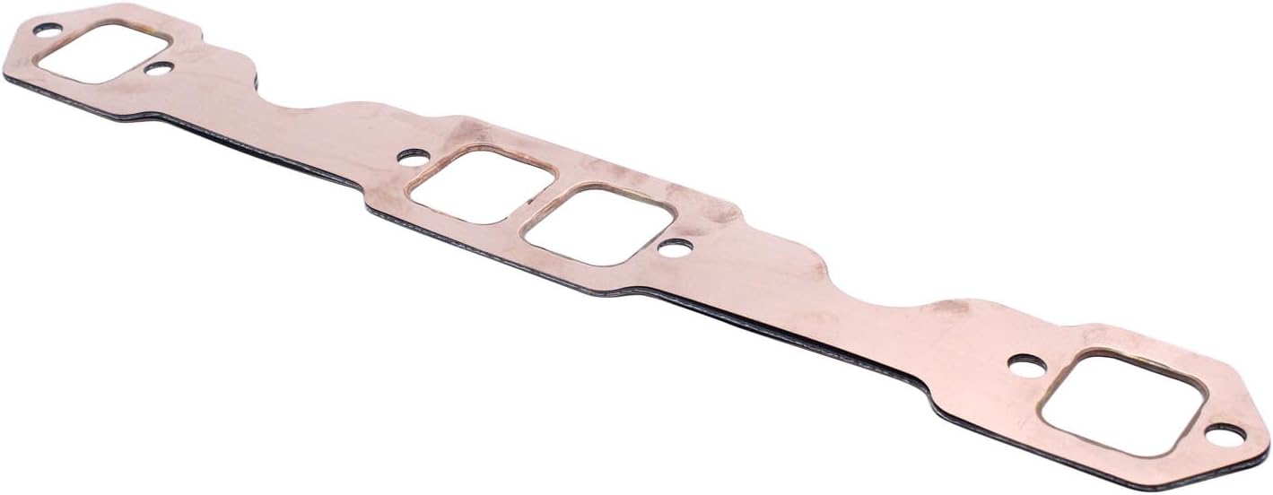 2 pcs/set SHLPDFM Reusable SBC Rectangle Port Copper Header Exhaust Gaskets Fits for all SB Chevy 283 327 350 383 400 engines