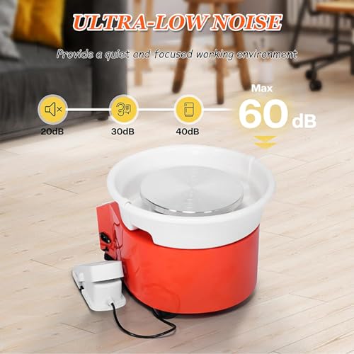 Torno de cerámica eléctrico con Pedal Ajustable y Cuenco extraíble para cerámica, Herramienta Manualidades de Bricolaje, Tanto para Principiantes como para Profesionales (Blanco, 220 V)