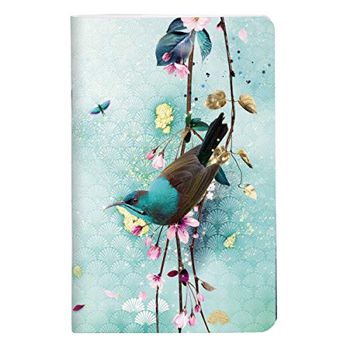 Clairefontaine 115583C - Un Petit Carnet Piqué motifs Floral/Oiseaux - 7,5x12 cm 48 Pages Unies papier Blanc 90g - Collection Sakura dream – 3 visuels foncés, 3 visuels clairs, livraison aléatoire
