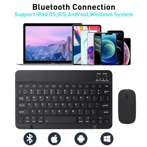 Image of Rechargeable Bluetooth Keyboard & Mouse Combo, 3 DPI Upto 1200 DPI, 78 Keys Anti Slip Back, Ultra Thin Design for Tablet, Laptop, Mobile, 10m Working Distance, Scissor Footed (Black)