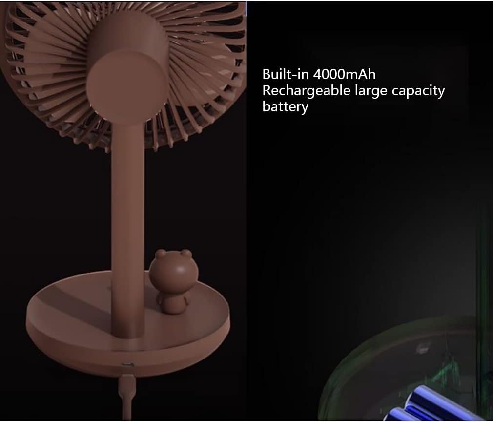 Small Desk Fan Rechargeable Personal 3 Speeds Small Fan Portable USB for Office Table Bedroom Kitchen (Color : Yellow) (Brown)