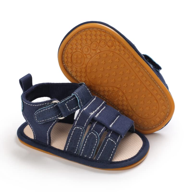Image of Meckior Baby Infant Boy Girl Sandals Newborn Non-Slip Soft Rubber Sole Sandals for Baby Boys Open-Toe Outdoor Casual Summer First Walkers Shoes