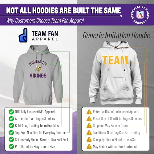 Image of Team Fan Apparel NFL Gameday Hoodie Pullover Sweatshirt for Men and Women | Officially licensed NFL Gameday fleece pullover - kangaroo pocket, ribbed cuffs, drawstring hood, unisex fit