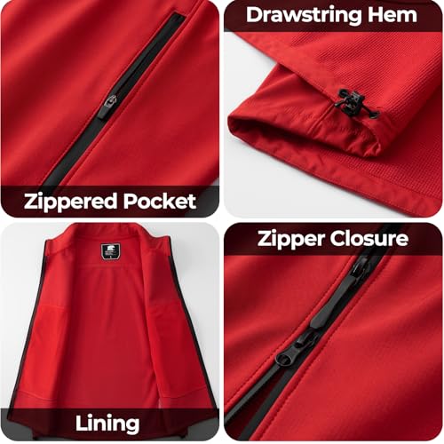 WUWWUT Personalisierbare Softshell-Weste für Herren, Sportweste, individuelle Arbeitsweste mit Reißverschlusstasche, leicht, ärmellos, Softshell-Jacke, Schwarz , XL