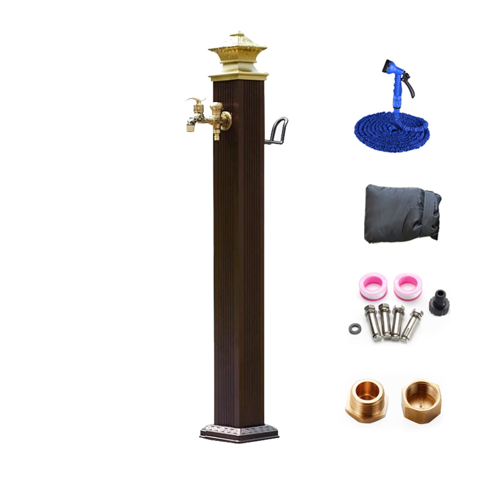 WOTZOV Faucet Water Column,Outdoor Freestanding Water Fountain - Antique Garden Irrigation Column, 30In Water Faucet, Winter Freeze Resistant, Ideal For Watering Plants And Garden De，114cm(45in)
