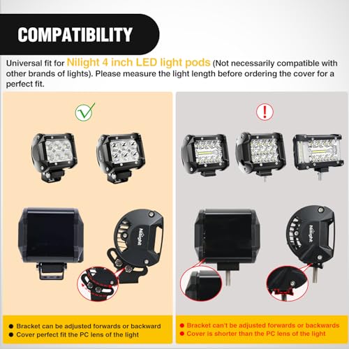 Image of Nilight 4 Inch 18 W LED Light Pod Covers 2 PCS Black Color