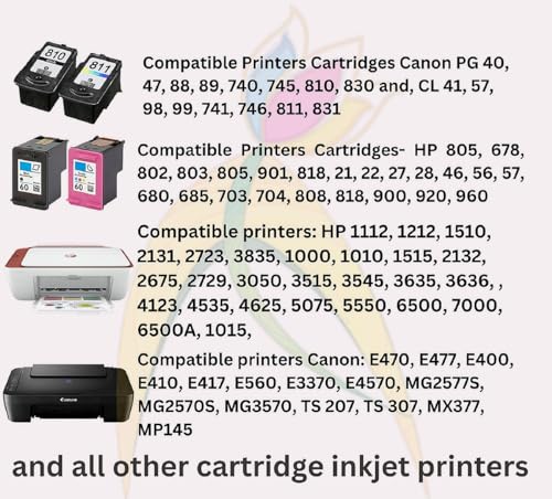 ANG Refill Black Cartridges Compatible for - h.p 805, 682, 802, 678, 901,818, 21, 22, 680, 27, 703, 704, 803, 685, 862, 920, 808, 960 100gms Black... - Image 2