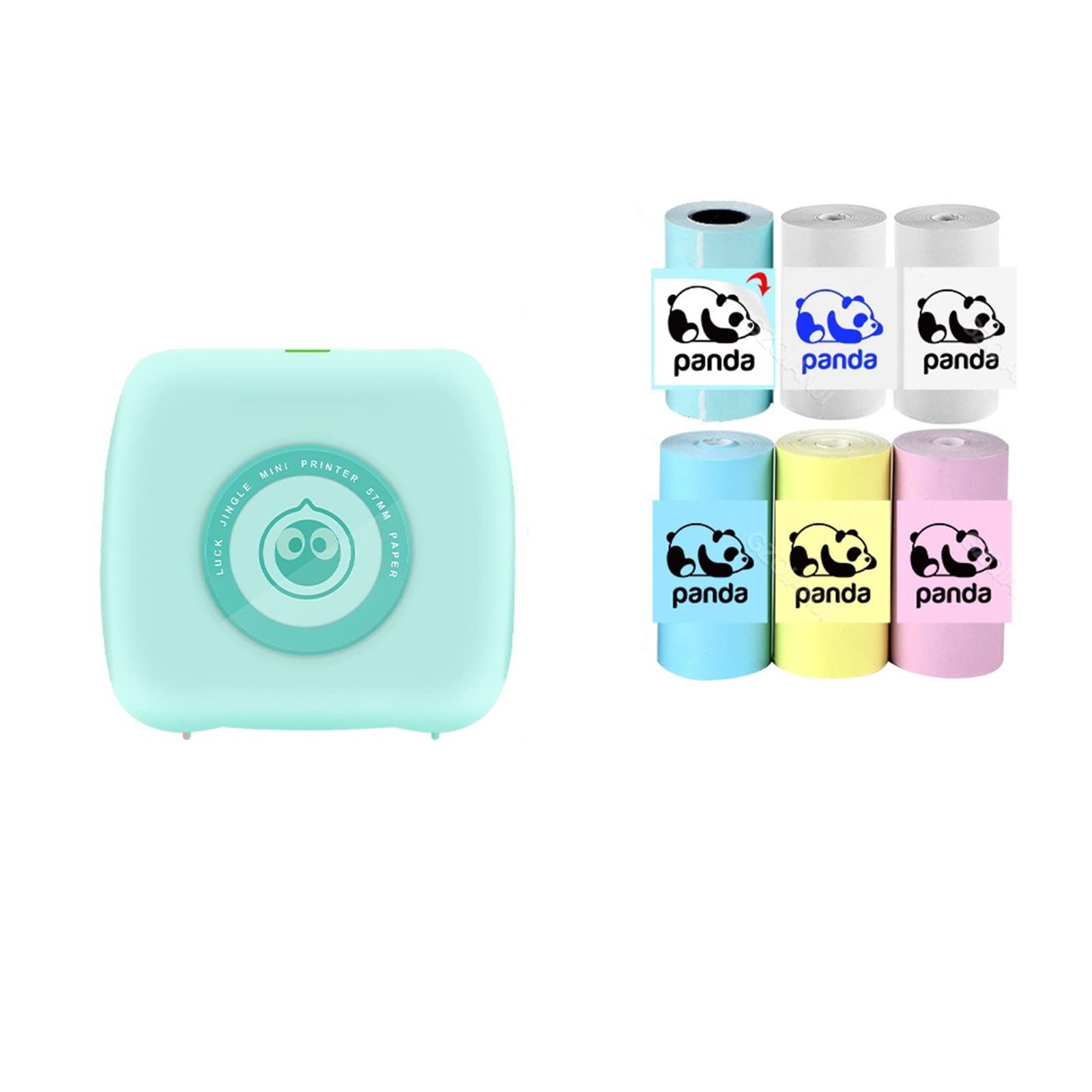 YHNNH Mini stampante portatile, for etichette fotografiche, tascabile(Green add 6Color)