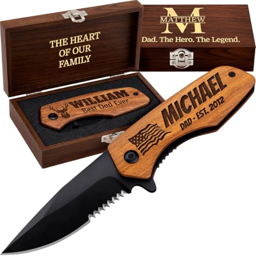 Custom Knife - Personalized Gifts for Men and Women - Engraved Gift for Dad Husband Boyfriend Wife Girlfriend - Customized Pocket Knives for Birthday Anniversary - Best Unique Present 6611 PS