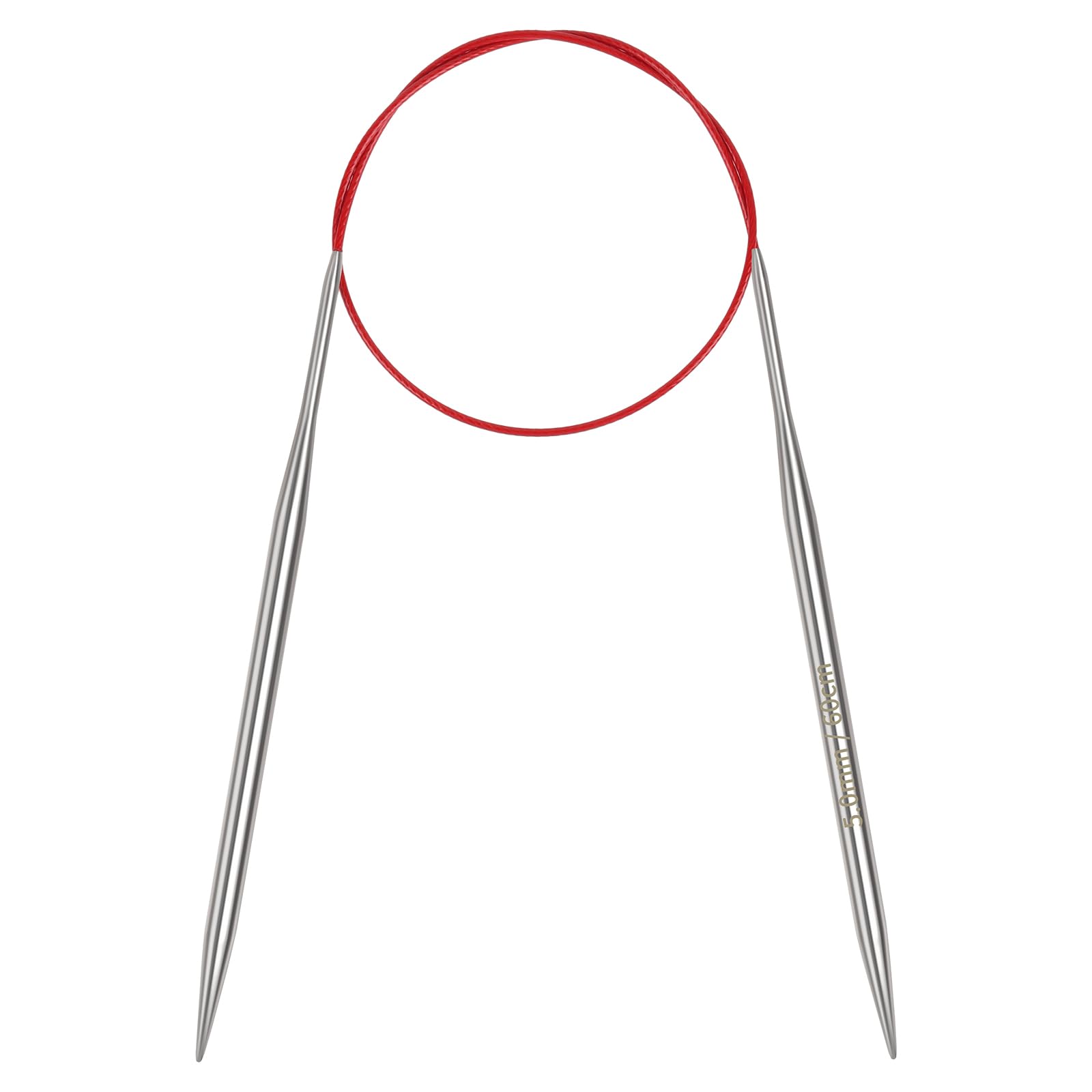 Coopay 5mm Circular Knitting Needles 60cm, Stainless Steel Circular Needles with Flexible Cable, Round Knitting Needles for Knit Socks, Fixed Metal Circle Knitting Pins for Small Projects