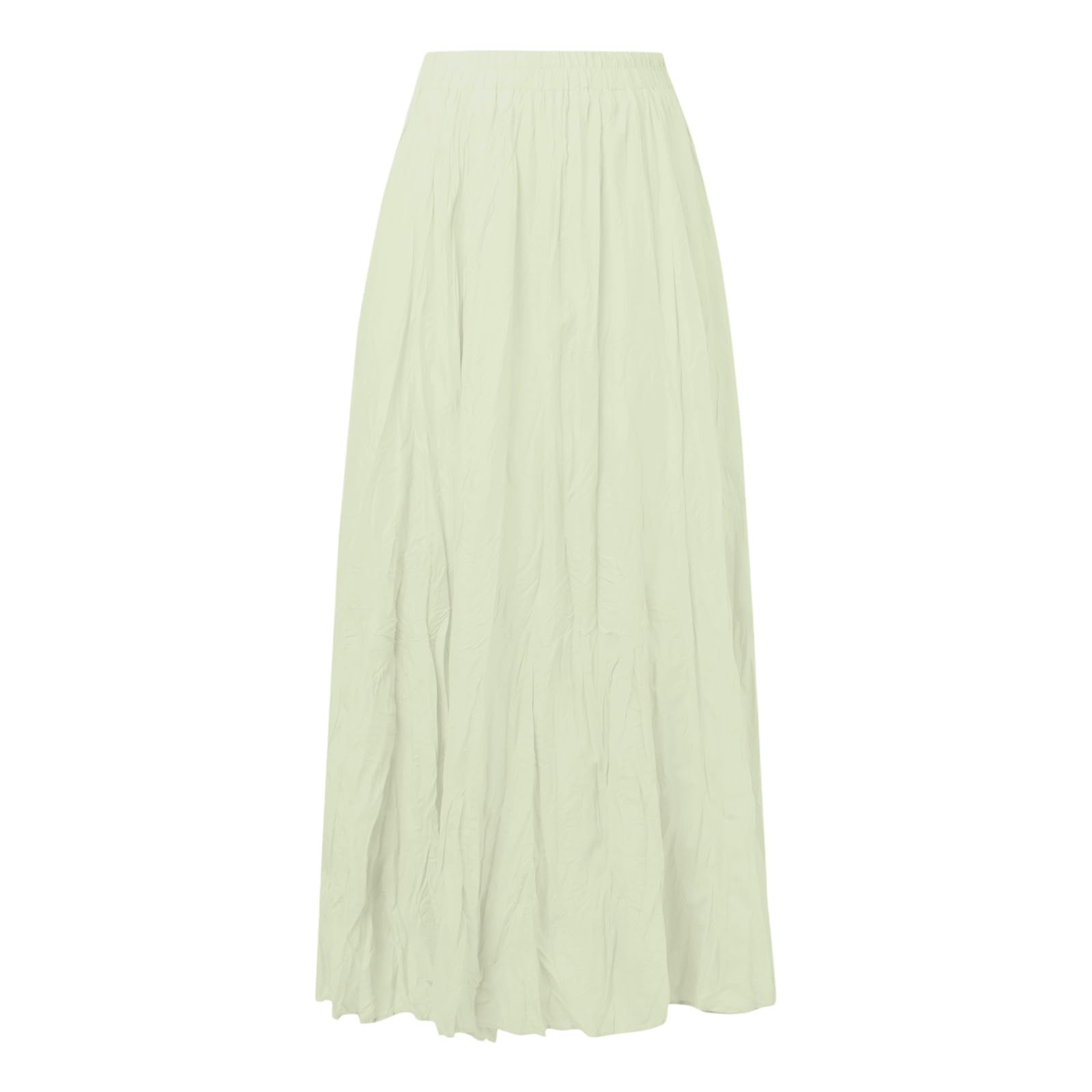 Moda Damska Casual Wysoka Talia Plisowana Sukienka Jednokolorowa Luźna Spódnica Plażowa Maxi Długa, Lekka