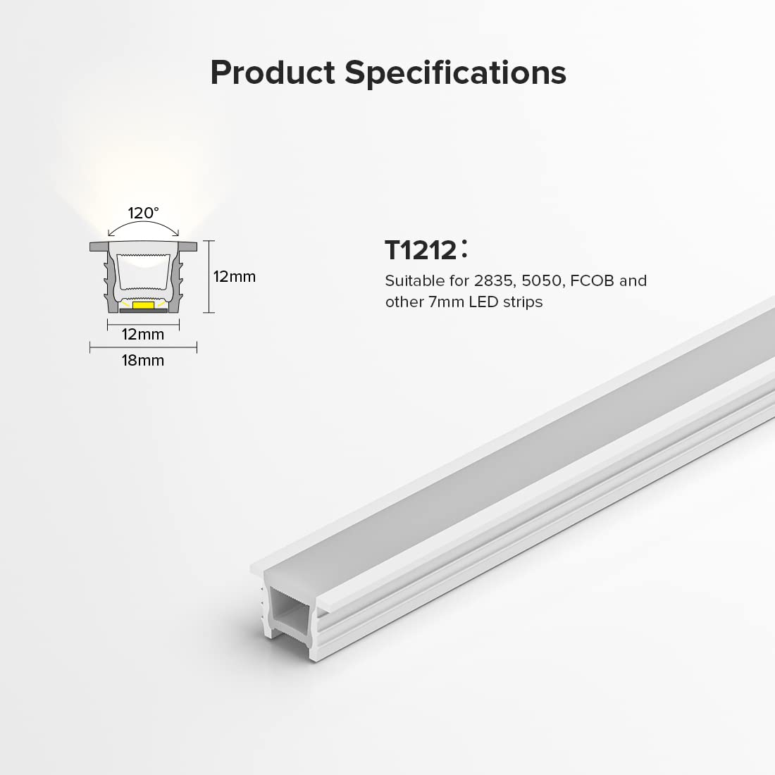 Aluminium opbouw profiel 7mm - TOP - B.V