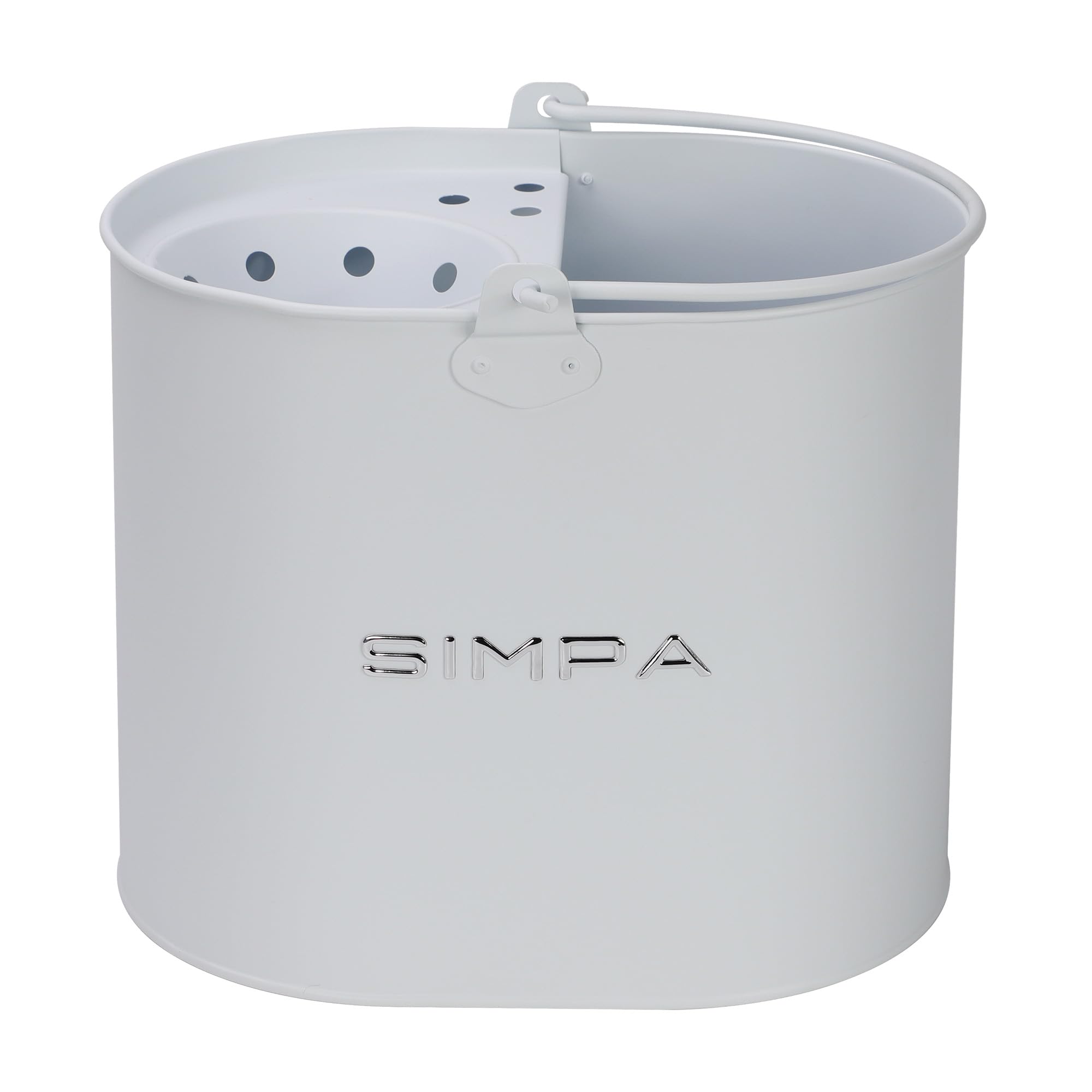 simpa 14L 14 Litre Stylish Metal Mop Buckets with Matt White Colour Finish.
