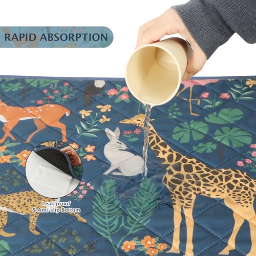 Image of IEUUMLER Washable Pee Pads for Dogs, 2 Pack Forest Pattern Reusable Waterproof Puppy Pads, Non-Slip Super Absorbent Dog Training Pad for Playpen Crate Bed EU013 Navy Blue Jungle, 36x36