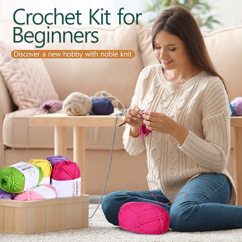 Image of Timgle 18 Pack Beginners Crochet Yarn Cotton Yarn for Crocheting and Knitting with Easy to See Stitches Cotton Nylon Blend Yarn for Crochet Kit Making(Vivid Colors)