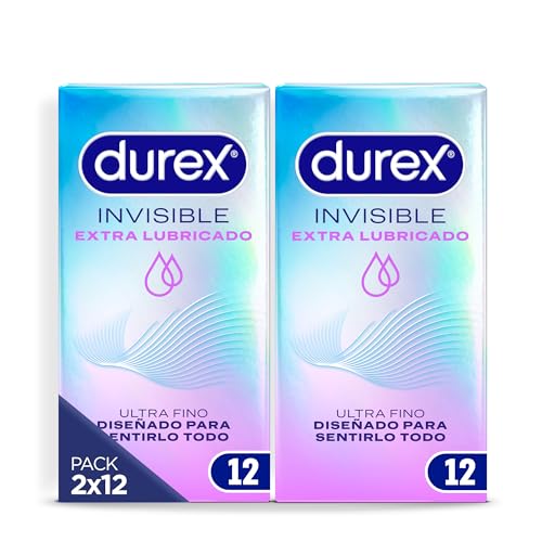 Durex Pack Ahorro Preservativos Invisible Extra Lubricado, Ultra Fino Diseñado para Maximizar Sensaciones, 24 condones