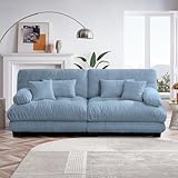 94.4' Oversized Modular Sectional Sofa 2-Seater Loveseat Cloud Couch with Pillows and Overthick Cushion for Living Room, Home Theater, Apartment,Chenille,Light Blue
