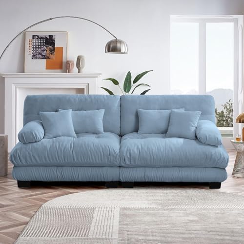 94.4' Oversized Modular Sectional Sofa 2-Seater Loveseat Cloud Couch with Pillows and Overthick...