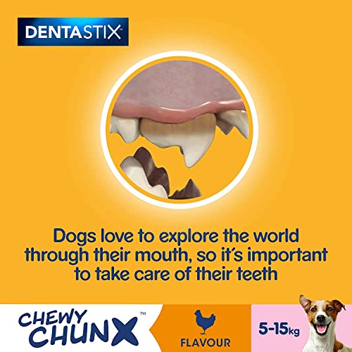 Pedigree Dentastix Chewy Chunx Mini-Hunde-Leckerli für Hunde mit Huhngeschmack, 5 x 68 g