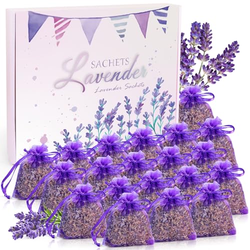 SCENTORINI Bolsitas Perfumadas Lavanda 20 Pcs, Lavanda Seca Vera, Protección Antipolillas para Armarios, Bolsitas Perfumadas para Armario y Guardarropa, Desodorantes, Cajones