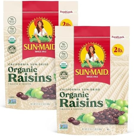 Sun-Maid Organic California Sun-Dried Raisins - (2 Pack) 32 oz Resealable Bag...