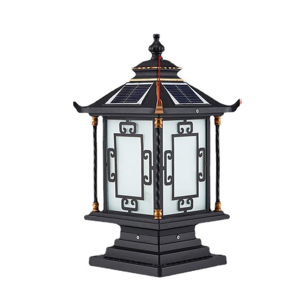 CHENKUI Solarna Lampa Słupkowa W Stylu Chińskim Przemysłowe Oświetlenie Pocztowe Kreatywna Latarnia Z Latarnią Krajobrazową Oświetlenie Kolumnowe Czujnik Zmierzchu Do Świtu IP54 Wodoodporny Super Jasn
