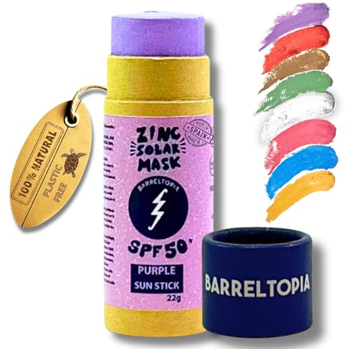 Barreltopia Surf Stick Solar Facial 50 + Zinc Crema Colores - Protector Solar Facial SPF 50 - Sun Zapper Waterproof Eco Natural