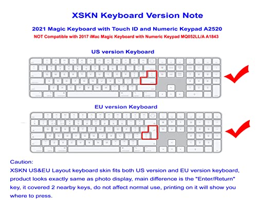 Xskn Hebrew Black Silicone Keyboard Cover Skin For 2021 Released Apple Imac M1 24" Magic Keyboard With Touch Id And Numeric Keypad A2520 Keyboard - Eu&Us Layout (Not Suite Others Model) #TOP2