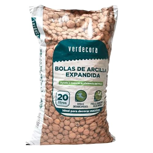 verdecora Arcilla Expandida (Arlita) | Bolas de Arcilla para Drenaje y Cultivo Hidropónico – Mejora la Aireación y Evita el Encharcamiento (20 litros)