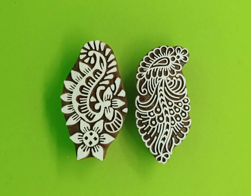 Image of RENIQ Wooden Printing Block for Fabric & DIY Craft | Handcrafted Indian Design Stamp for Textile, Pottery, Mehndi & Home Decor (Multicolor6)