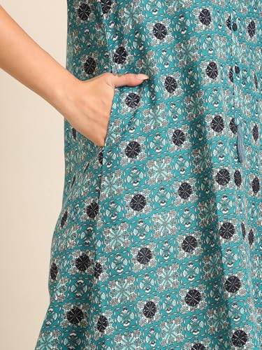 Image of Rupa Jon Aishwarya Women Full Length Printed Nighty in Premium Cotton Blend Fabric, Night Dress, Maxi Nighty for Comfortable Everyday Wear