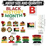LECONCES Black History Month Decorations Set, Glitter Banner, African American Inspirational Backdrop, Hanging Swirls, Honeycomb Centerpieces (71" x 43")