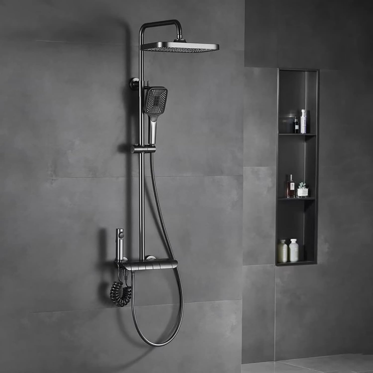 Shower Faucet Set Thermostatic, Shower System Wall Mounted Rain Shower Combo Set 10 Inches Rainfall Shower Head Tub and Shower Trim Kit with Tub Spout, Handheld Sprayer, Bidet Spray,Chrome ( Color : G