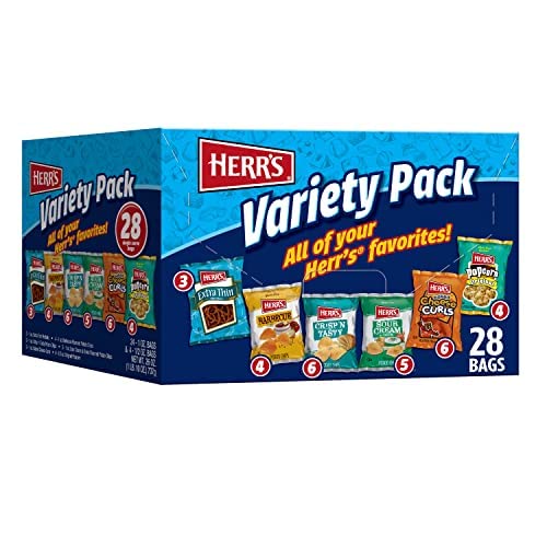 Herr’s Snacks Variety Pack, Potato Chips, Pretzels, Popcorn