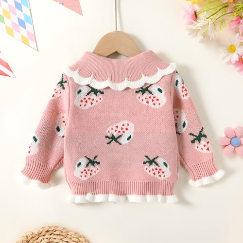 YOUNGER TREE Infant Baby Girl Knit Cardigan Sweater Toddler Girl Fall/Winter Long Sleeve Button Up Knit Sweatshirt3