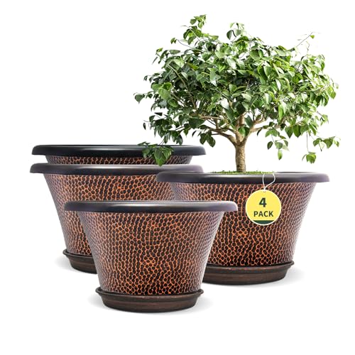 Quarut 12 Inch Pots for Plants,4 Pack Large Flower Pots with...
